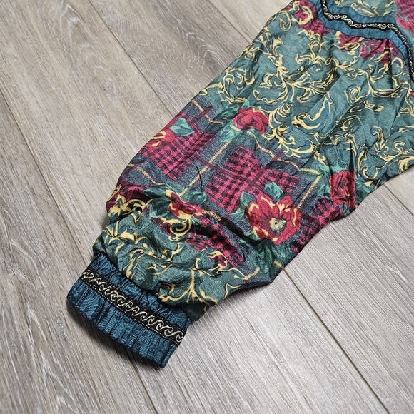 Westbound Sport Vintage Floral Plaid Windbreaker Track Jacket Women's Large - Picture 4 of 9